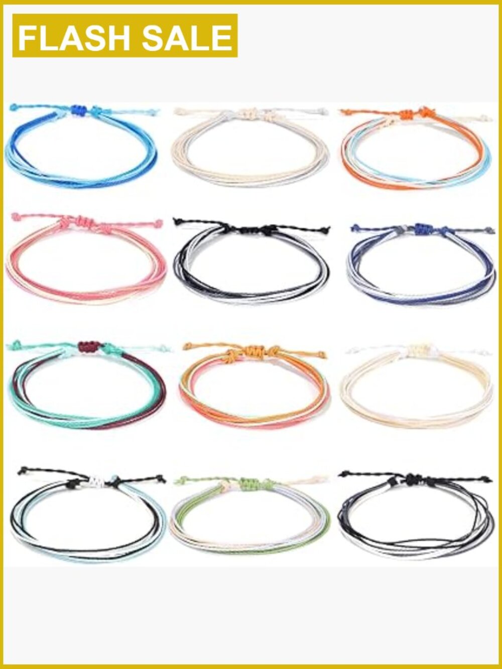 12pcs Boho Beach Bracelets Women Turtle Shell Wax Rope Anklets Surf Jewelry